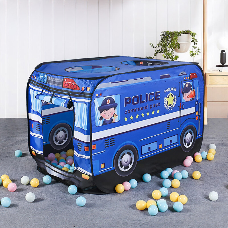 LIVINGANDHOME Faltbares Polizei-Fahrzeug Pop-Up Kinder-Spielzelt Spielhaus, Atmungsaktiv & Tragbar