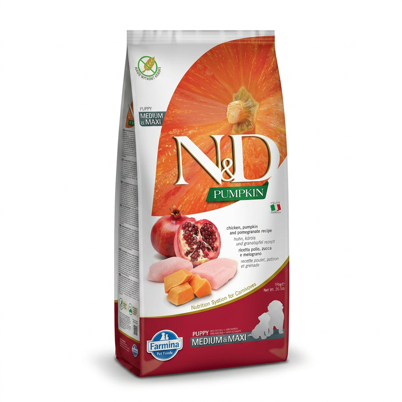 Farmina N&D Kürbis Huhn Hundefutter für Welpen Mittel-/Großrassen 12 kg
