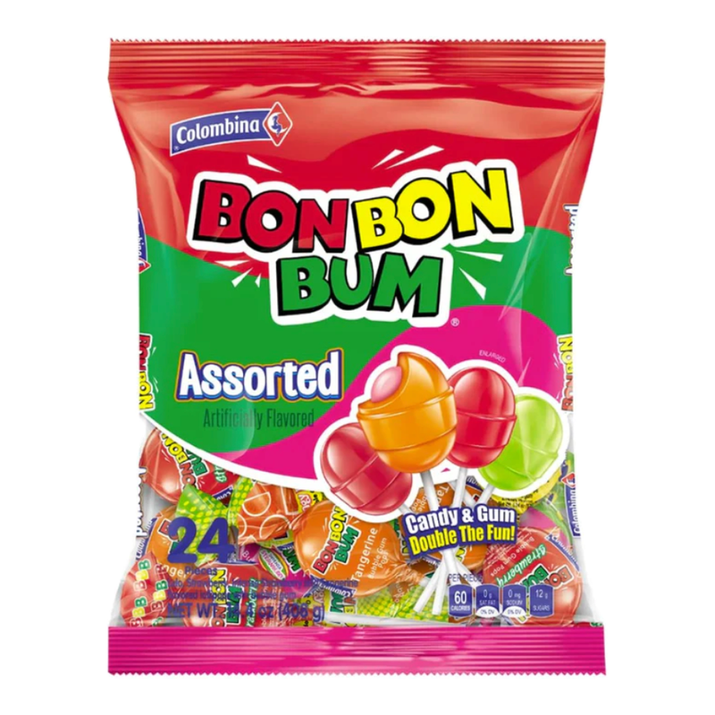Colombina Gum Lollipops Assorted 24s
