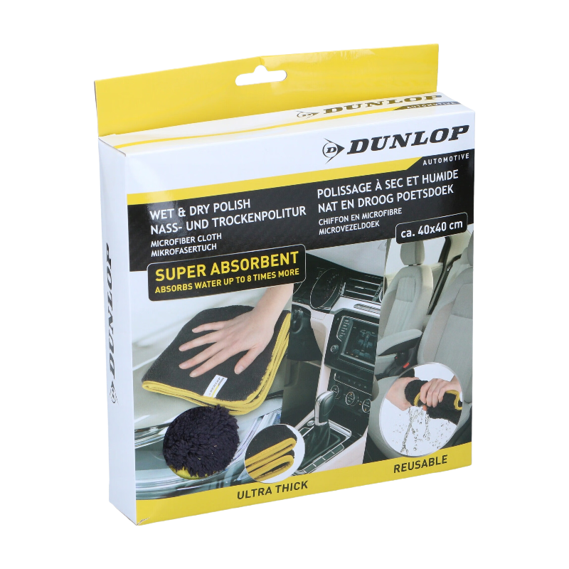 Dunlop Microvezeldoek - 1200gsm, Zwart/Geel