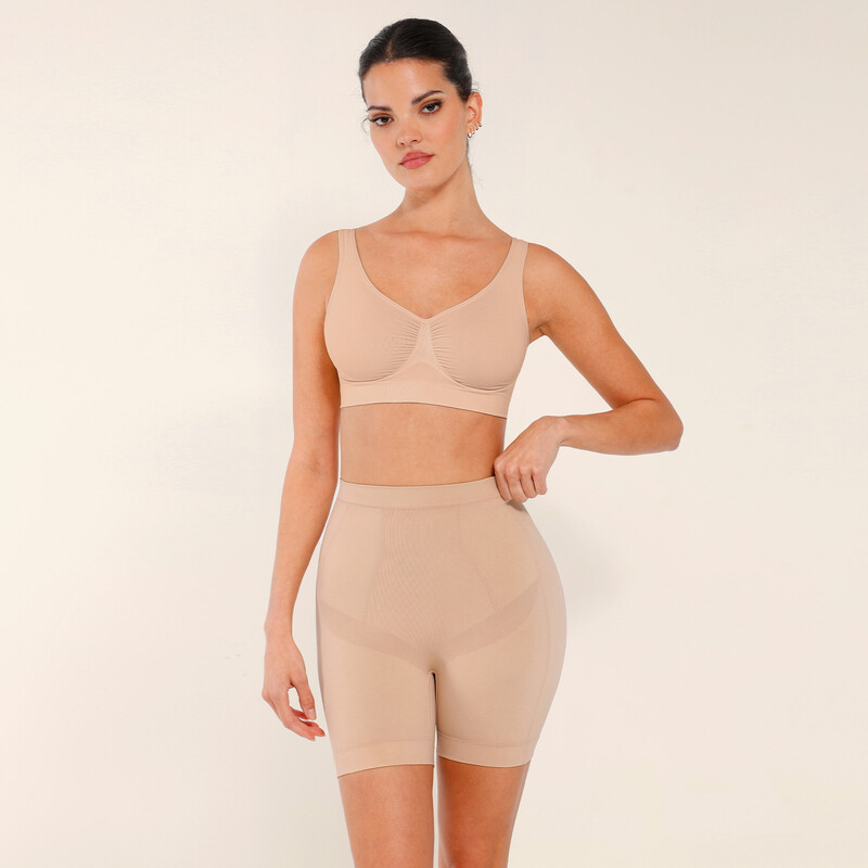 Seamless Comfort Mid Waist Tummy Control Ege-free Panties Shaping Shorts for Women XS