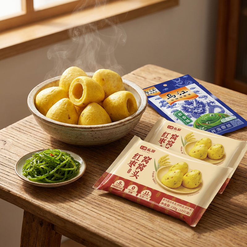 7FRESH Private Chef Red Date Steamed Buns 660g (330g*2) + Wujiang Cold Dried Seaweed Strips (Fresh and Aromatic Flavour) 70g*4