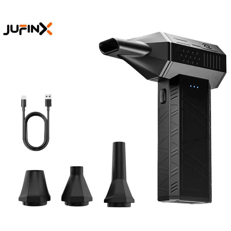 JUFINX X3 mini persluchtblazer - turboventilator 110000 tpm | 20 W snelladen, oplaadbare accu, 3 instelbare snelheden, 4 u accuduur, hogedrukluchtpistool voor autoreiniging, draadloze luchtblazer, toetsenbordreinigingsgereedschappen, perfect voor autoreiniging, computers, toetsenbord, buitengebruik