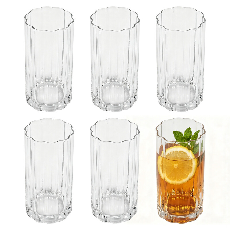 Petal rechte hoge beker, kristalhelder glas, ideaal voor whisky, thee, matcha en frisdrank