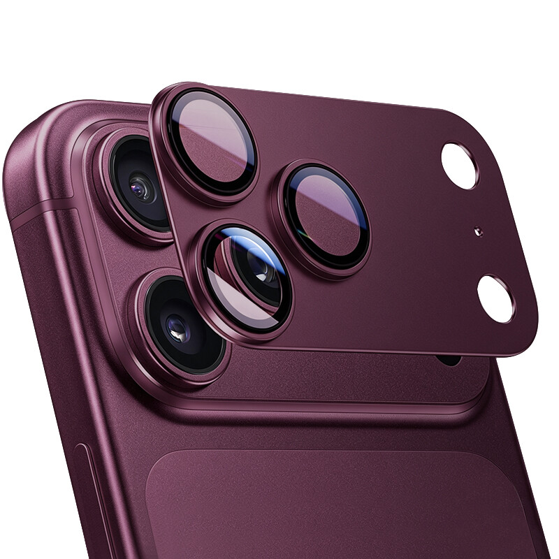 IM-CHEN iPhone 18Pro Kameralinsenschutz, Hochtransparentes Legierung, Fallschutz, Burgunderrot, 1 Stück