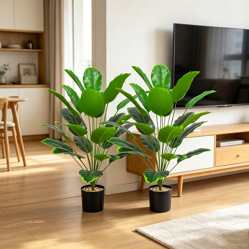 2Pcs 35.4in/90cm Artificial Plants Indoor Fake Plants Decorative Tree Tall Plastic Plants for Office Home Indoor Outdoor Decor