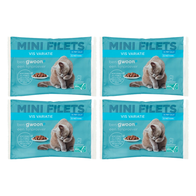 g'woon Mini filets premium Variation de poissons Saumon et truite 4 pcs*4