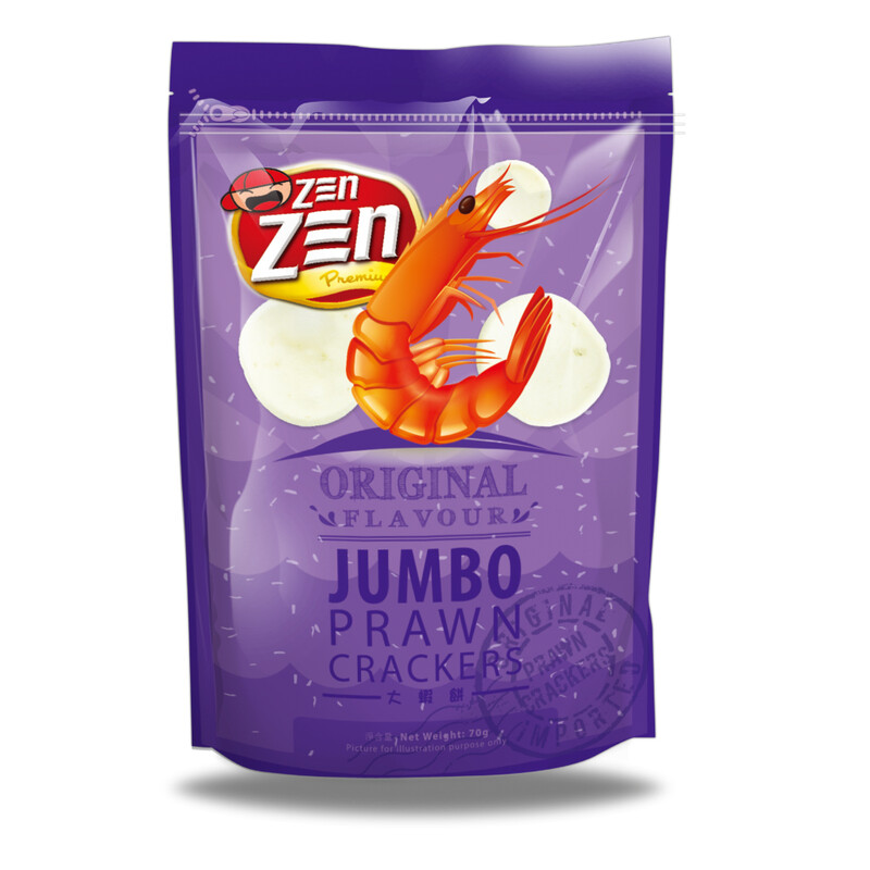 Zen Zen Jumbo Prawn Crackers Original Flavor 70g Bag