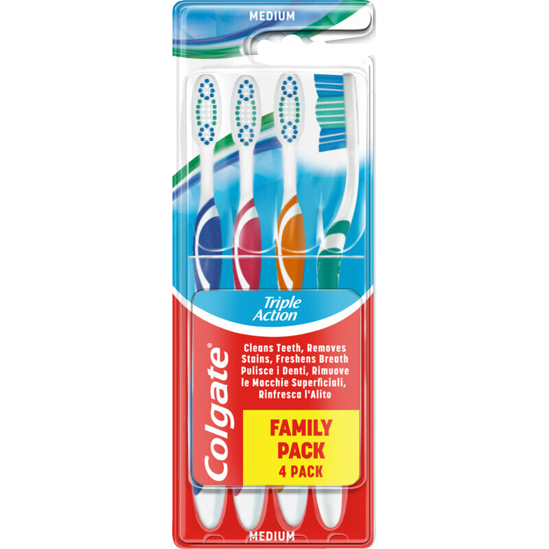 Colgate tandenborstels drievoudige actie, 4 stuks