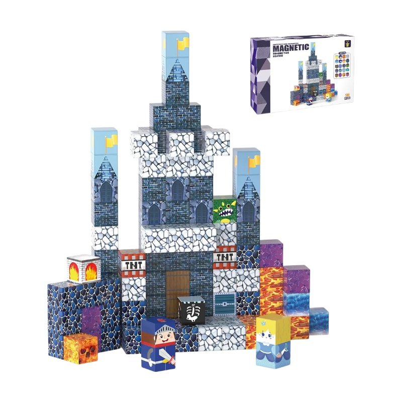 XINQIYUAN 100tlg Magnetbausteine Set für Kinder, Polizeistation Thema, Kompatibel mit 2,5 cm, Ungiftige ABS Baussteine, Bildungs-Spielzeug [Zufällige Mischung – Farben nur aus Hauptbild]