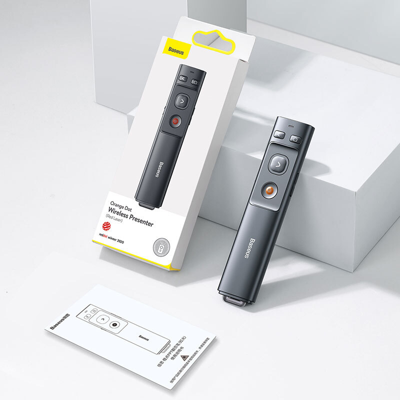 Orange Dot Wireless Presenter (Red Laser) Grey No battery