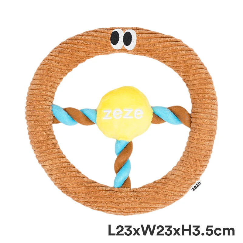 Steering Wheel Rope Pet Toy, Interactive Chew Toy for Cats Dogs (Brown)