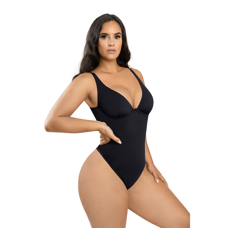Valentine's Day Style Plunge V-Neck Sexy Vibe Thong One-Piece Tummy control Bodysuit