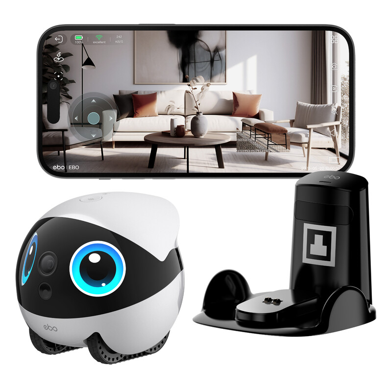 EBO Air 2 Plus Companion Robot (Moonlight White) - UK Plug, Pet Companion & Monitorin