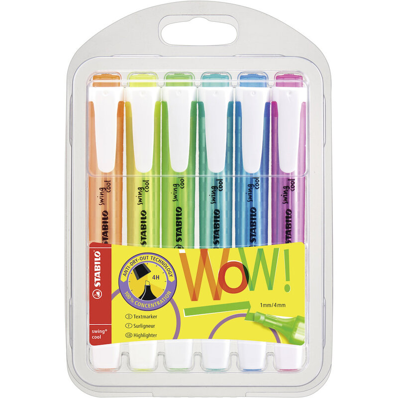 Swing Cool - Highlighter - Pack of 6 - Assorted Colours