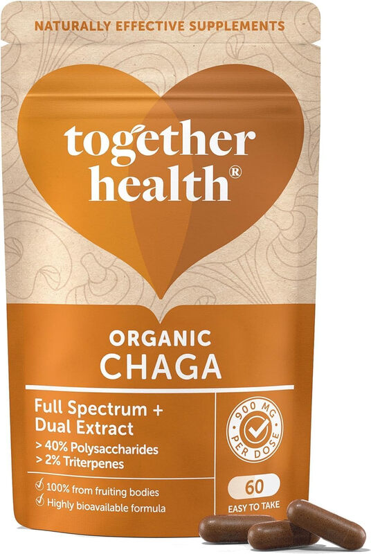 Organic Chaga 900mg - Dual Extract Fruiting Bodies - 60 CAPS