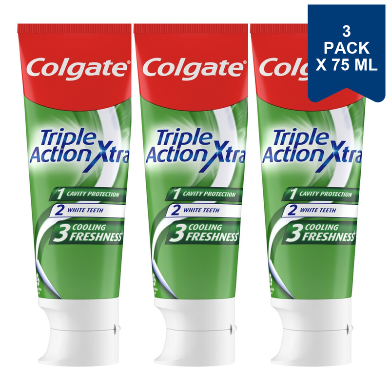 Colgate Tandpasta - Triple Action Xtra Fresh 75 ml (3-Pack)