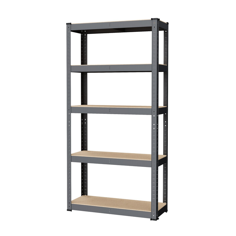 JOYFURNOS Steel Shelving Unit - 5-Tier Storage Rack for Garage Organisation, 650kg Capacity, 30x75x150cm, Grey
