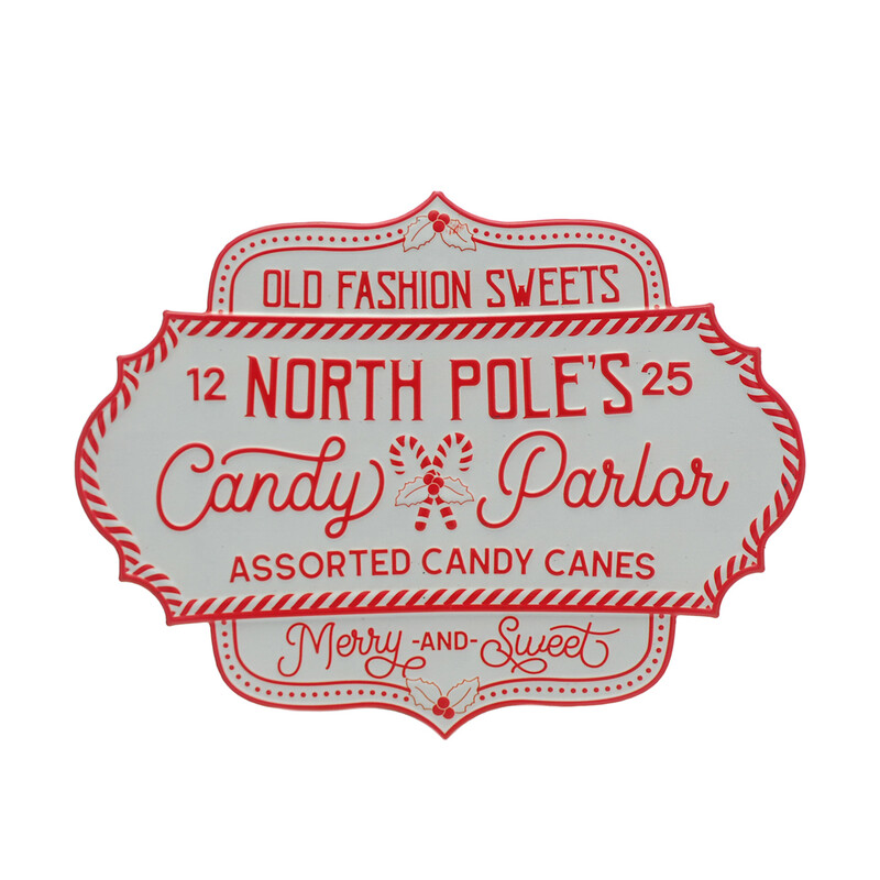 Festive 42Cm Metal White/Red North Pole Sign