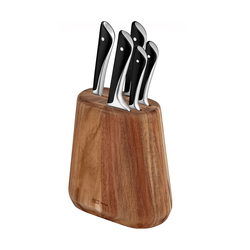 Jamie Oliver by Tefal Set de 5 couteaux en acier inoxydable avec bloc en bois - vue 2