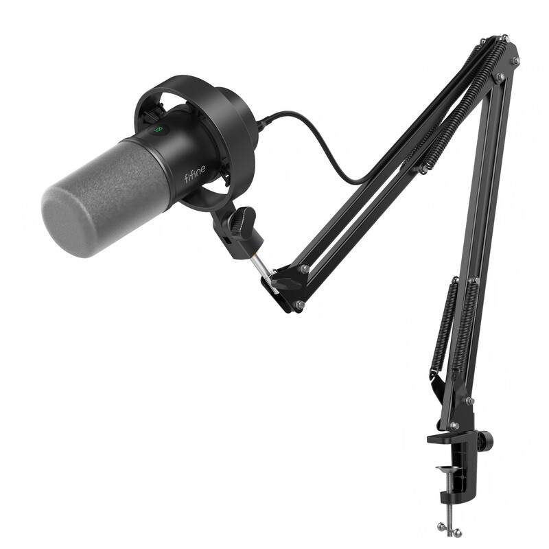 FIFINE K688 Podcast-Mikrofon-Set, dynamisches USB/XLR-Mikrofon mit Mikrofonarm für PC/XLR-Mischpult, Gaming-Mikrofon mit Stummschalttaste, Kopfhöreranschluss für Gesang, Voice-Over, Streaming und Musikaufnahmen - K688CT