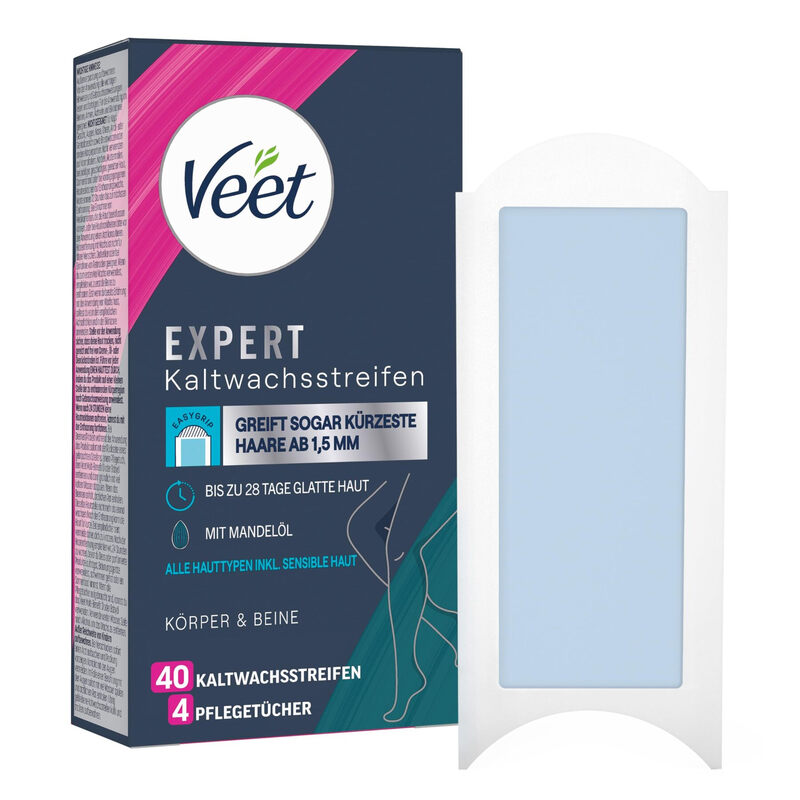 Veet EXPERT Kaltwachsstreifen Beine & Körper, alle Hauttypen, 40 Stück