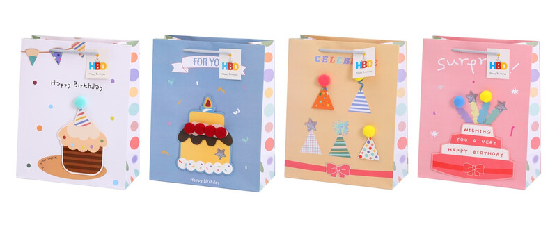 Gift Bags Birthday Assorted Large 8 Pieces