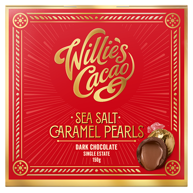 Willie's Cacao Black Sea Salt Caramel Pearls 150G