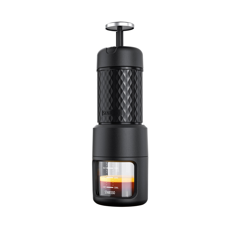 STARESSO Draagbare handmatige espressomachine|Capsules en koffiepoeder beide geschikt|304 roestvrijstalen binnenwand|Draagbare handgezette koffiepot met handdruk, geschikt voor kantoor/dormitorium/thuis/reizen/buiten