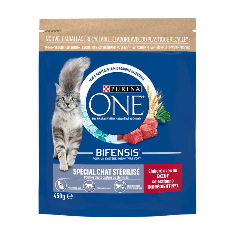 Purina one croquettes chat stérilisé au boeuf et blé - vue 2