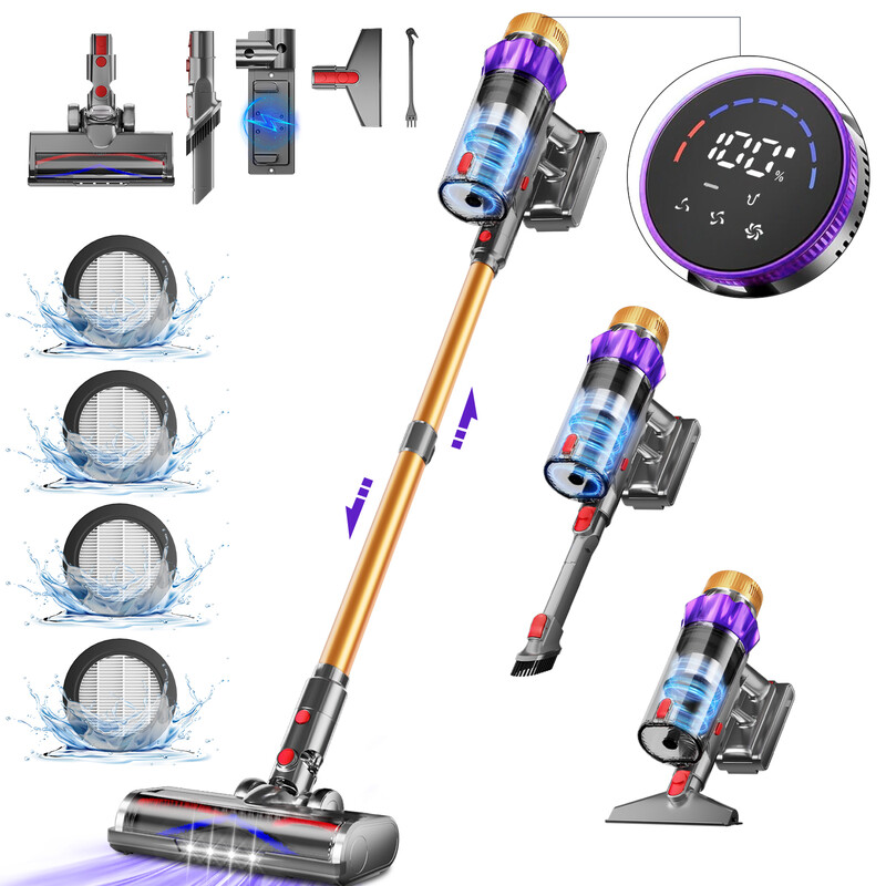 Daynee cordless vacuum cleaner, 65 kPa suction power, up to 70 min working time, with display, anti-tangle brush, aromatherapy, HEPA*4, for pet hair, carpets and hard floors, model AZA63