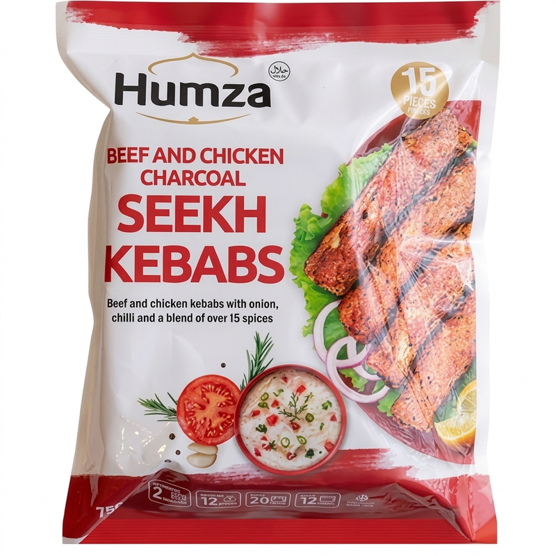 Humza Beef Charcoal Seekh Kebab (Halal) 750g