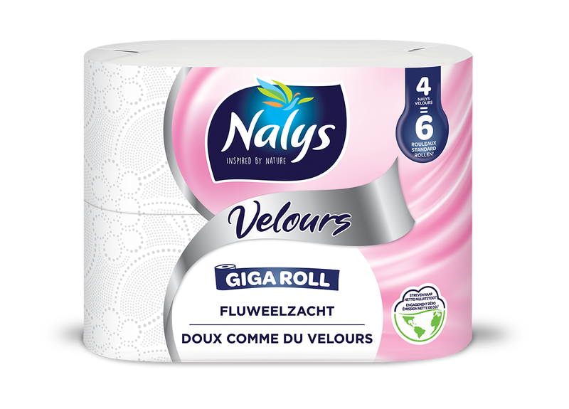 Nalys Velours 3-laags 4=6 maxirol toiletpapier