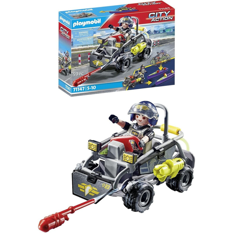 PLAYMOBIL City Action Polizei Quad und SEK Speedboot Convertible Spielzeug-Set mit Figuren für Kinder ab 5