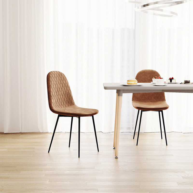 Dining Chairs Luton Quilted Burnt Orange 2pcs