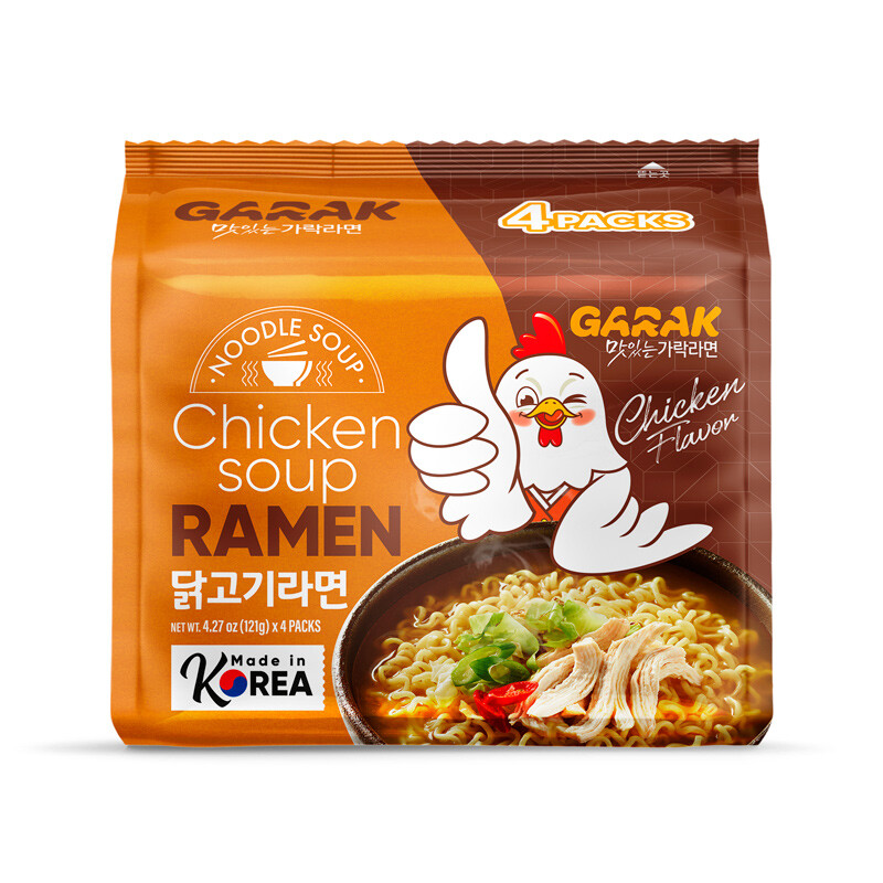 GARAK Ramen met Kipsmaak - Noedels in pakjes voor een heerlijke maaltijd (121g per stuk, verpakking van 4 stuks)