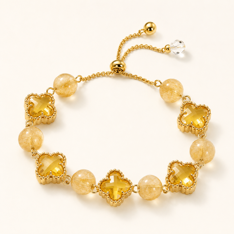 VoxorAI L8 [ Wolkenwandern ] Kristallarmband, natürliches transparent-gelbes Citrinarmband, Reichtum anziehendes und glücksförderndes Armband, originelles handgefertigtes Design zum Selbermachen, dezente Luxusmode mit eleganter und hochwertiger Ästhetik