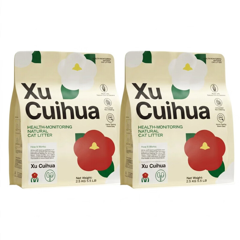 Xu Cuihua Pflanzliche Katzenstreu (Verstecktes Bluterkennen) 2,5 kg * 2