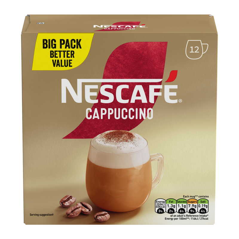 Nestlé Nescafé Cappuccino Instant Coffee 12 Sachets 186G
