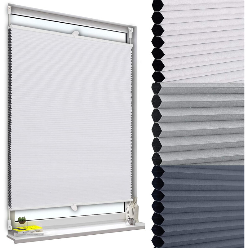 WOLTU Wabenplissee ohne Bohren Verdunkelung Thermo Doppelplissee Klemmfix Zweifarbig 75x220cm Weiß-Weiß, Plissee Rollo Sonnen-, Sicht- & Schallschutz, Plissee für Fenster & Tür