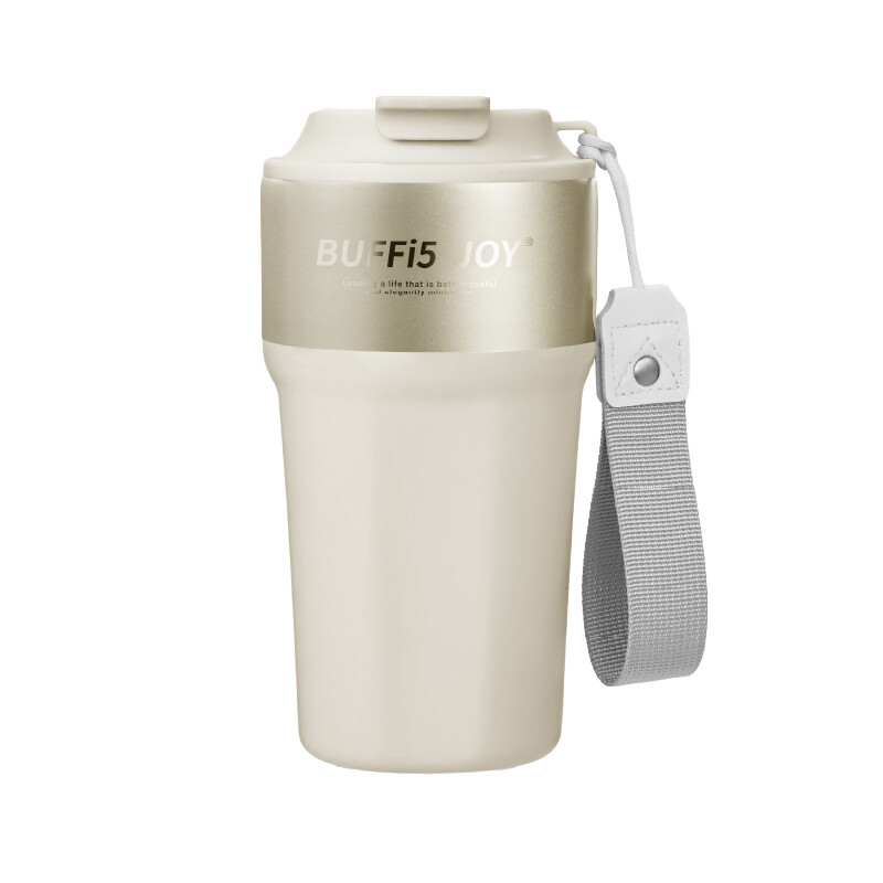 BUFFi5 JOY 316 Reise-Kaffeebecher aus Edelstahl, 480 ml, Weißgold