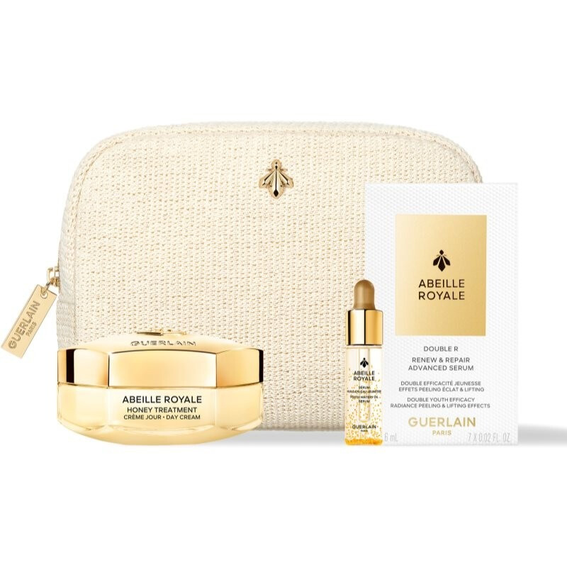 Guerlain Abeille Royale Geschenkset: Dagcrème 50 ml – Water Oil-serum 5 ml – Herstel & Vernieuw-serum 7 x 0,6 ml
