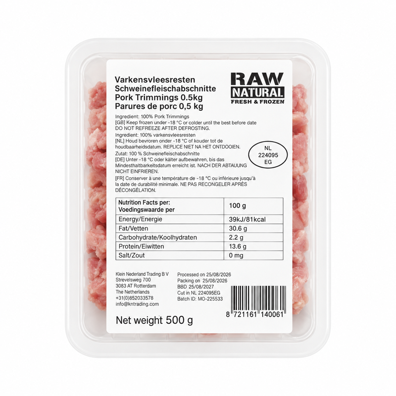 Raw Natural Varkensgehakt - 500 g