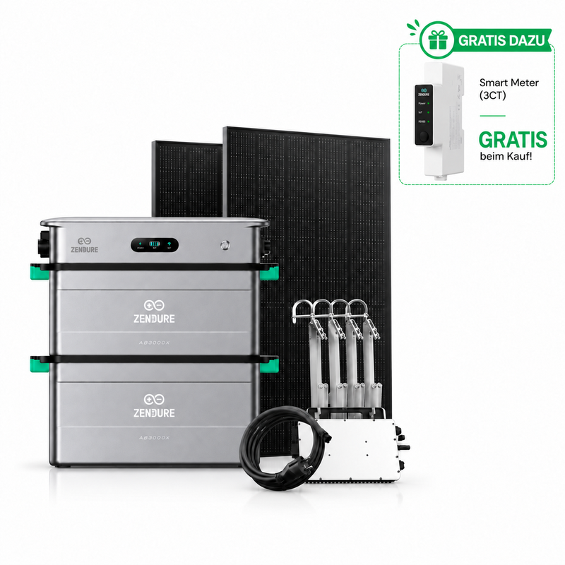 Zendure SolarFlow 2400 AC Bundle mit 2× AB3000X Akkus, 5,76 kWh, Kostenloser Smart Meter, SKYWORTH 1800 W Solar-Kit, 800 W Mikroinverter …