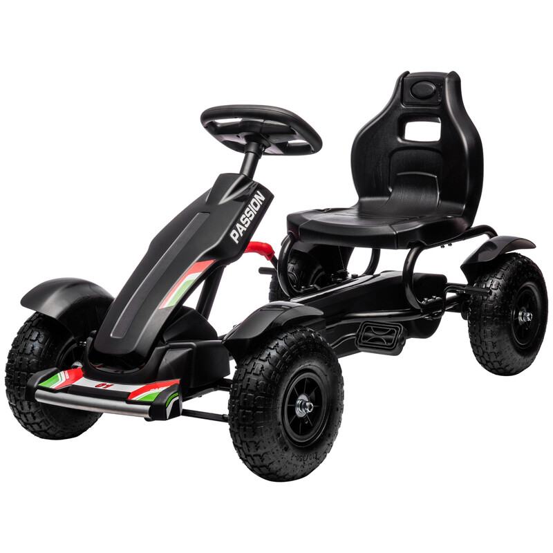 370-276V00BK HOMCOM Pedal Go Kart, Kids Ride On Racer with Adjustable Seat, Inflatabl