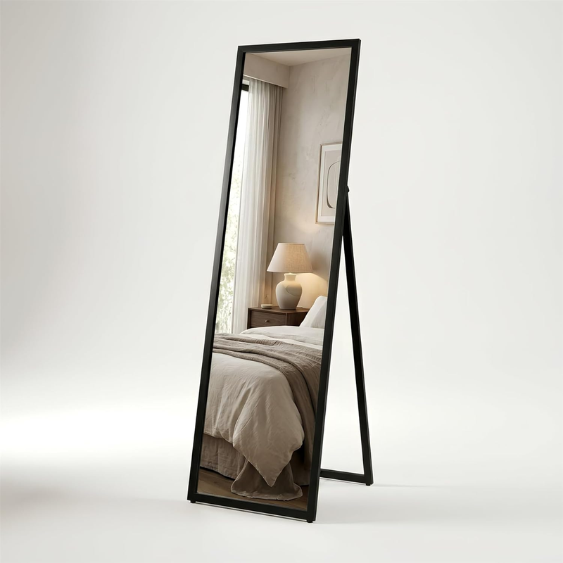 Harbour Housewares Rectangular Full-Length Freestanding Mirror - 137cm x 35.5cm - Black