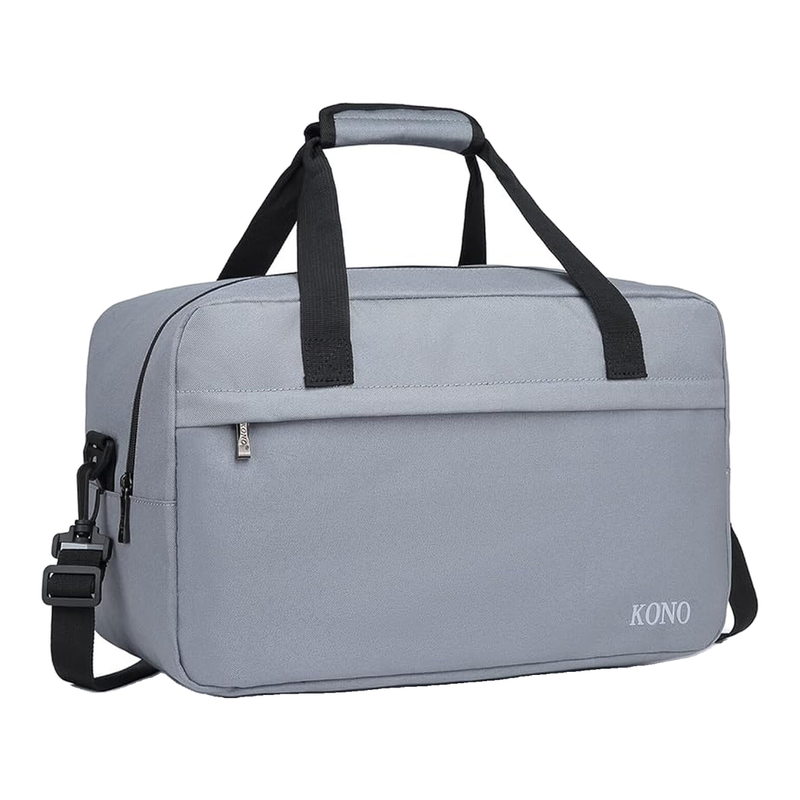 KONO 35x20x20 cm Kabinentasche für Ryanair, Leichte Flugtasche für unter den Sitz mit Schultergurt, 14 L Reisetasche für Billigfluggesellschaften (Hellgrau)