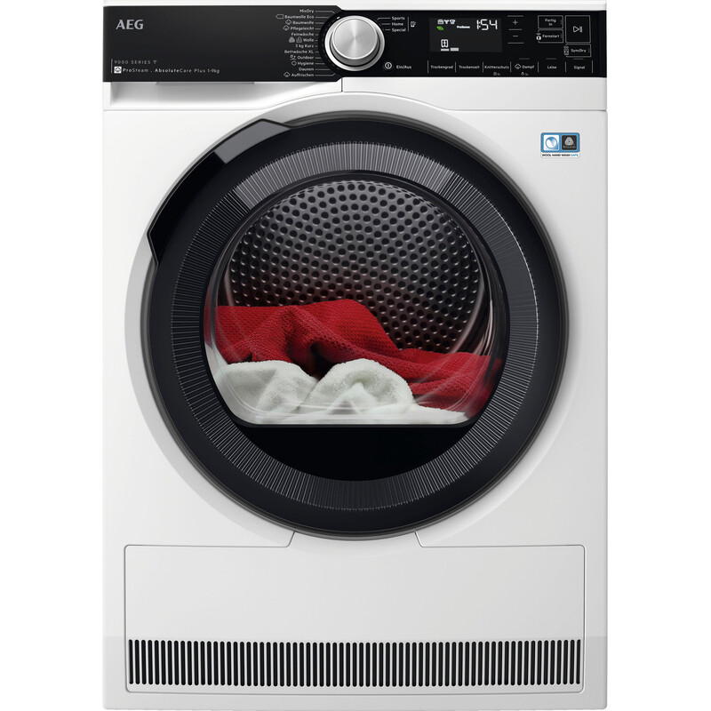 AEG Wärmepumpentrockner 9 kg, AbsoluteCare Plus, 3DScan, ProSteam, SensiDry, mit Wi-Fi, Weiß (9000 Serie)