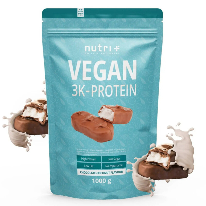 Nutri+ 3K Proteinpulver Vegan 1 kg Schokolade-Kokosnuss