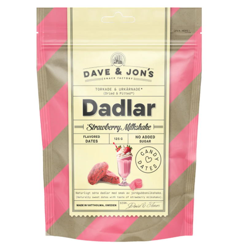 SNACK DAVE & JON'S CANDY DATES STRAWBERRY MILKSHAKE 125g
